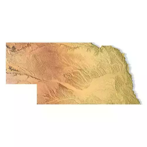 Nebraska Topographic Map STL Model