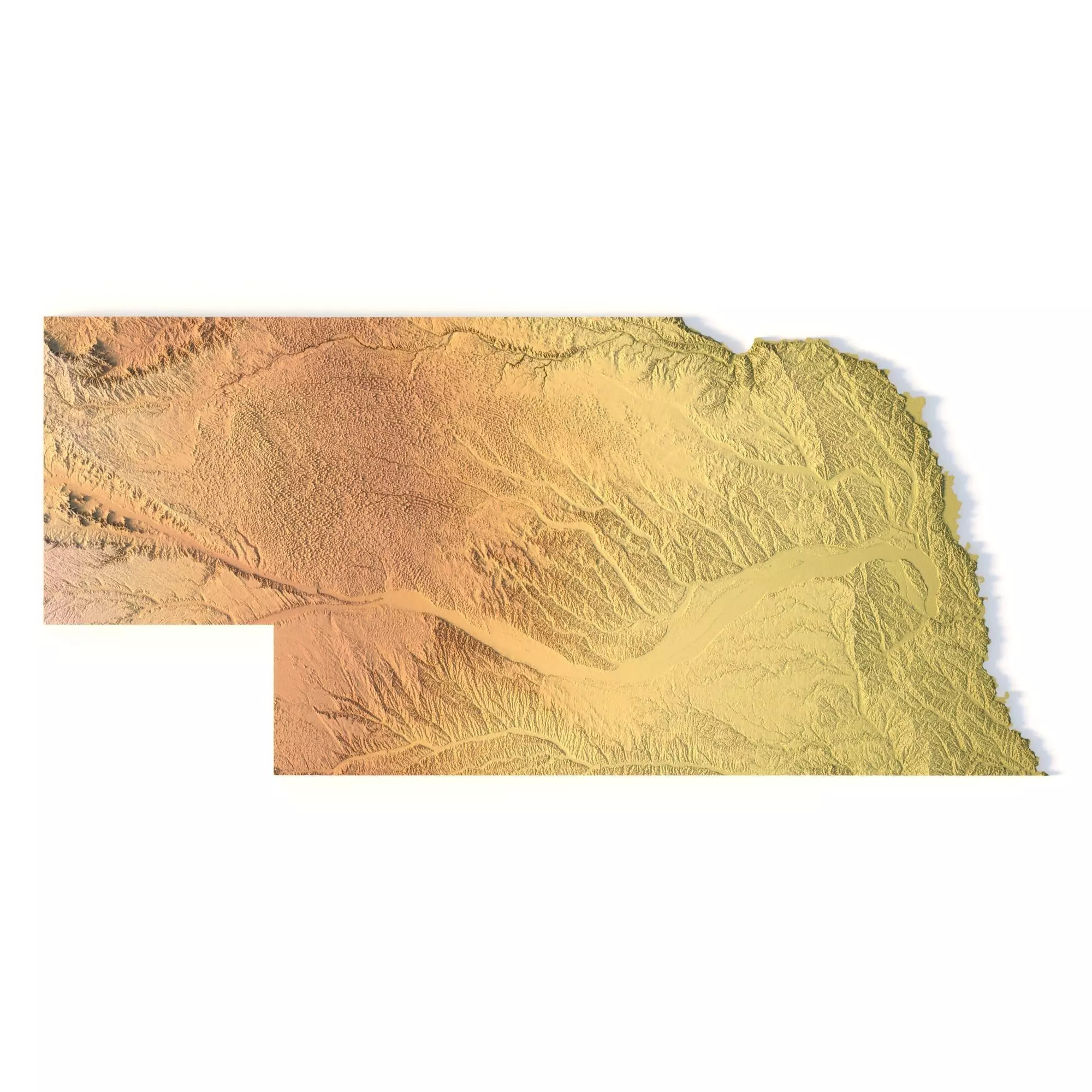Nebraska Topographic Map STL Model 3D print model_0