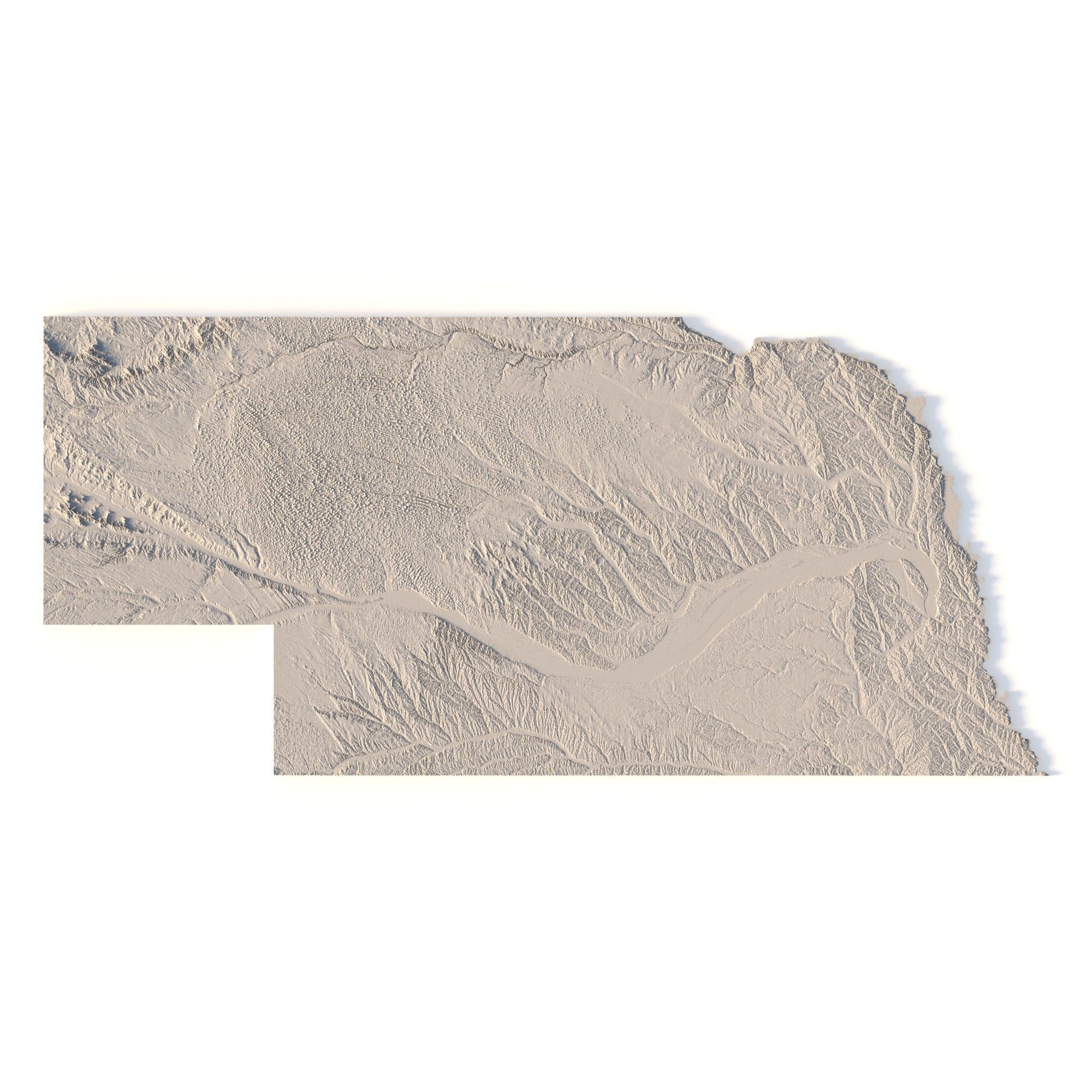 Nebraska Topographic Map STL Model 3D print model_1