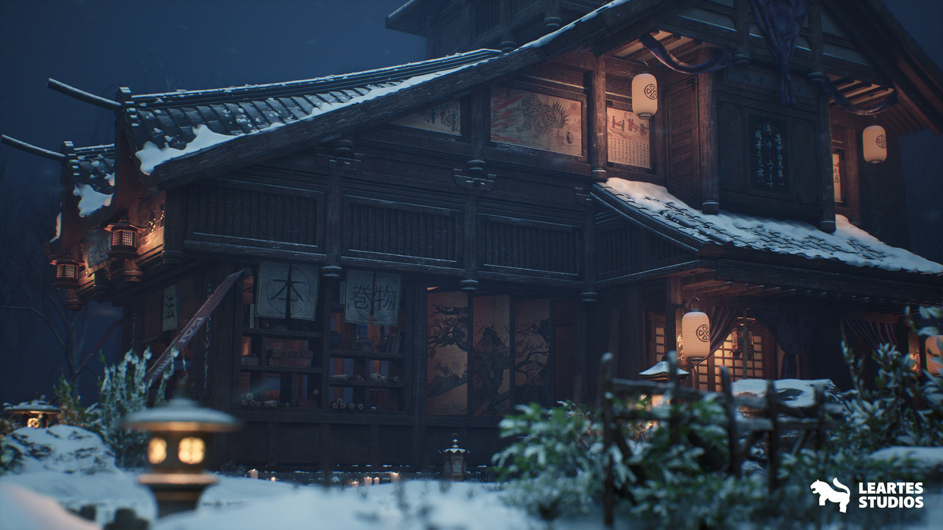 The Ancient Library Environment Low-poly 3D model_8