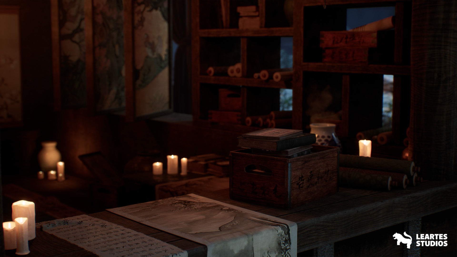 The Ancient Library Environment Low-poly 3D model_10