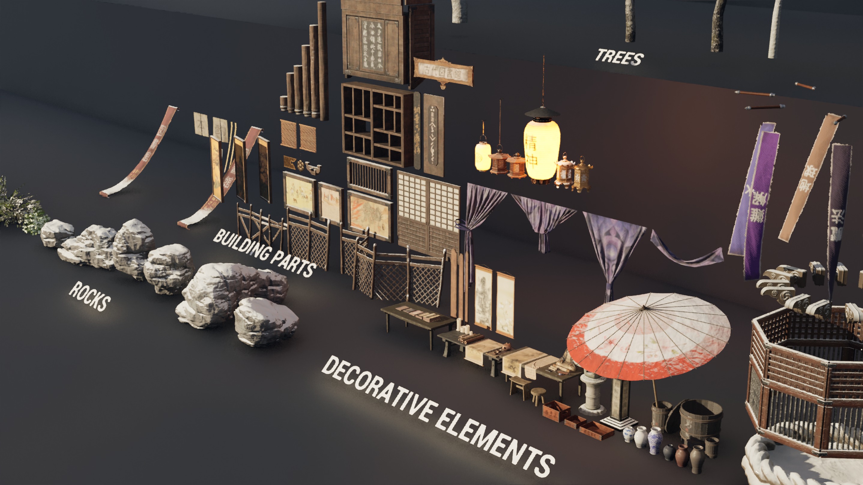 The Ancient Library Environment Low-poly 3D model_23