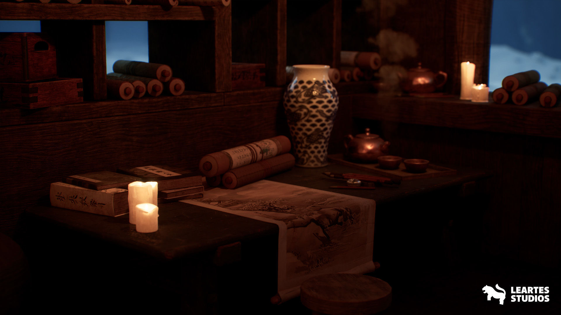 The Ancient Library Environment Low-poly 3D model_12