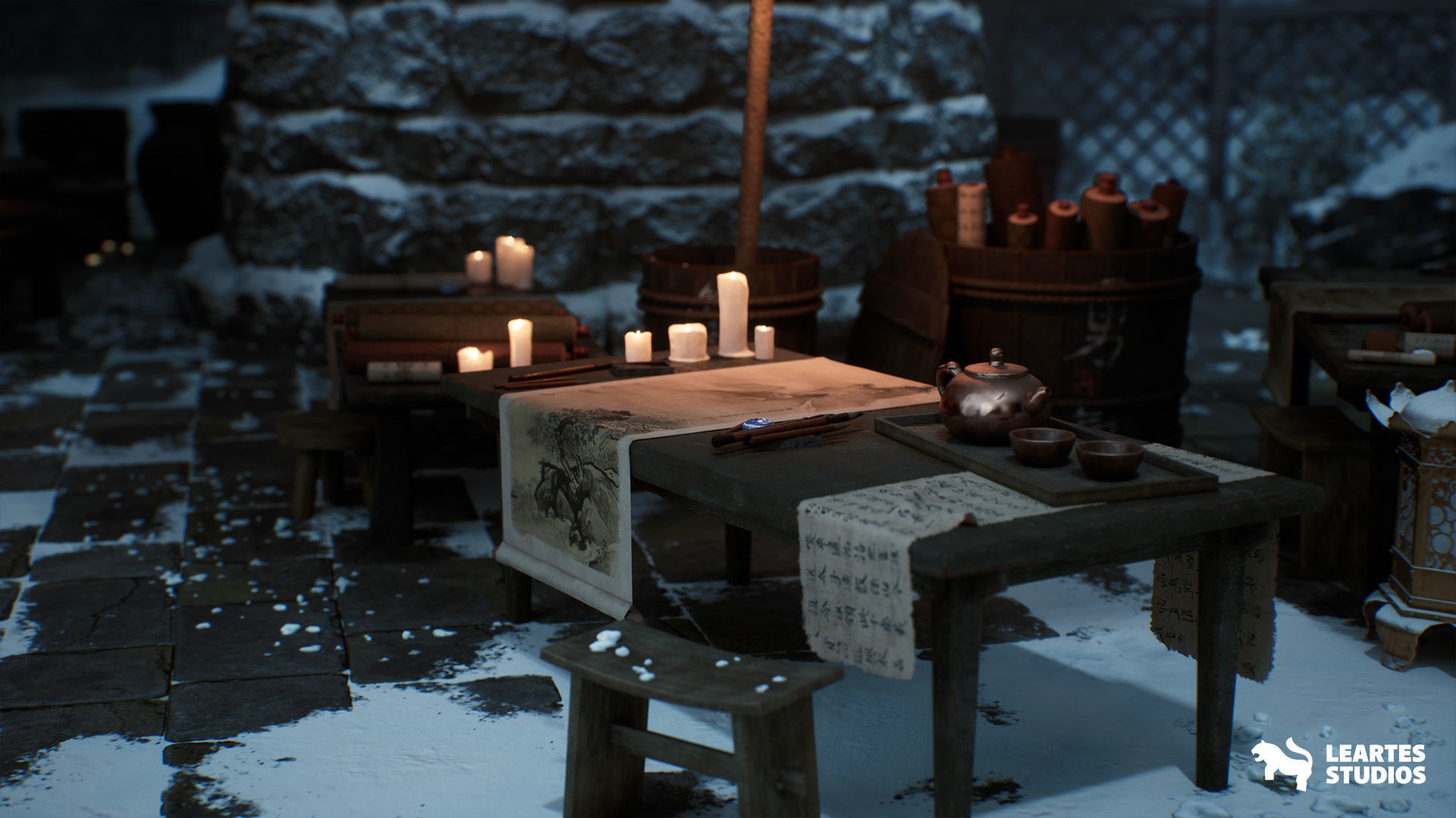 The Ancient Library Environment Low-poly 3D model_3