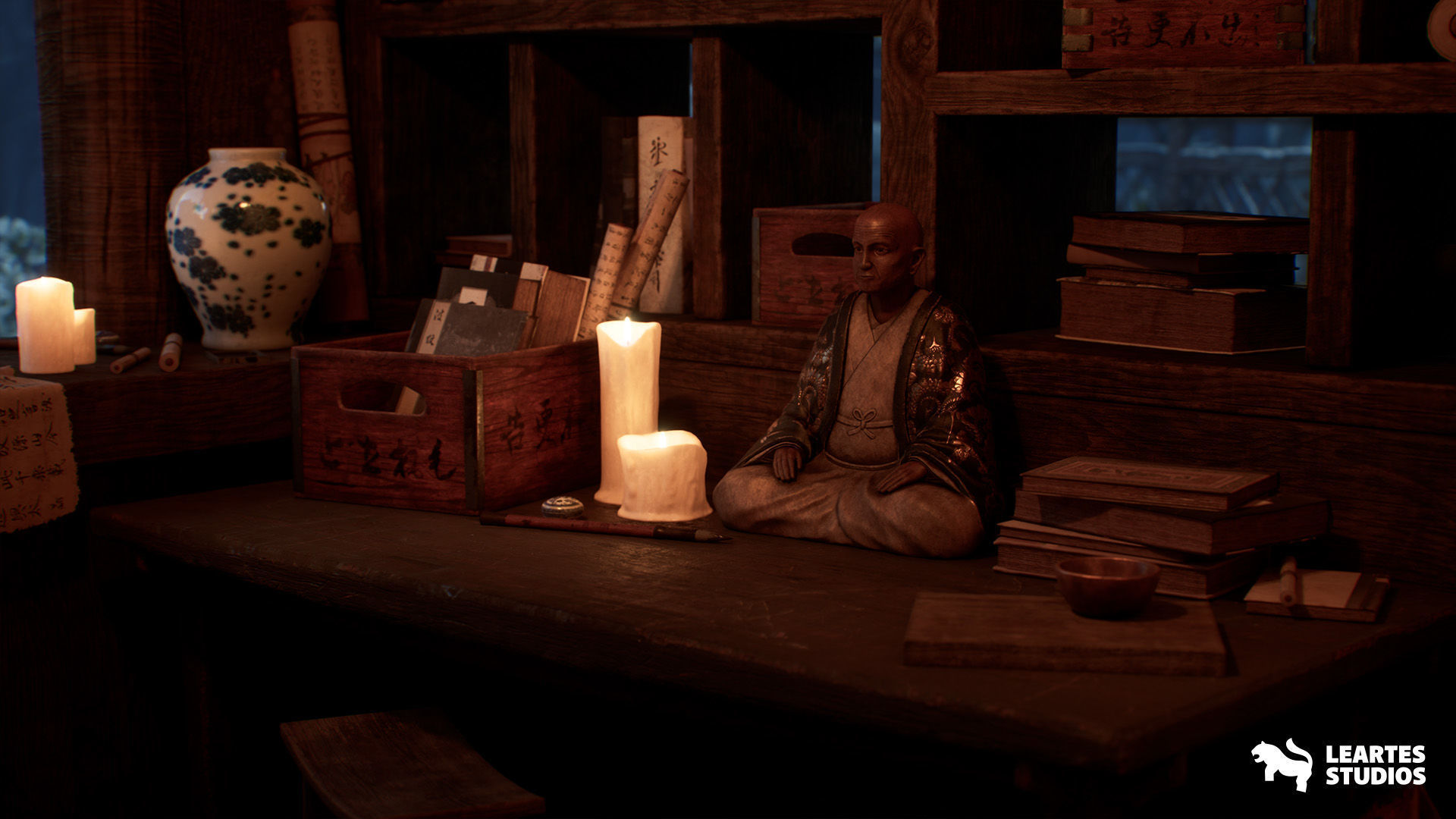 The Ancient Library Environment Low-poly 3D model_11