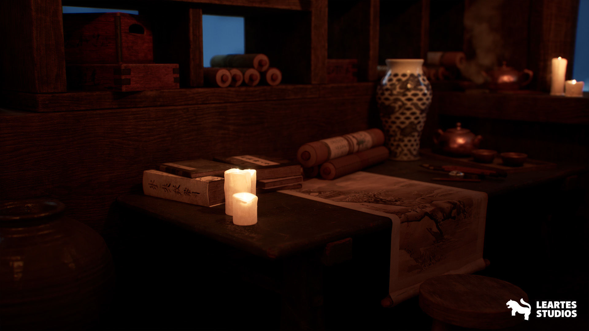 The Ancient Library Environment Low-poly 3D model_4