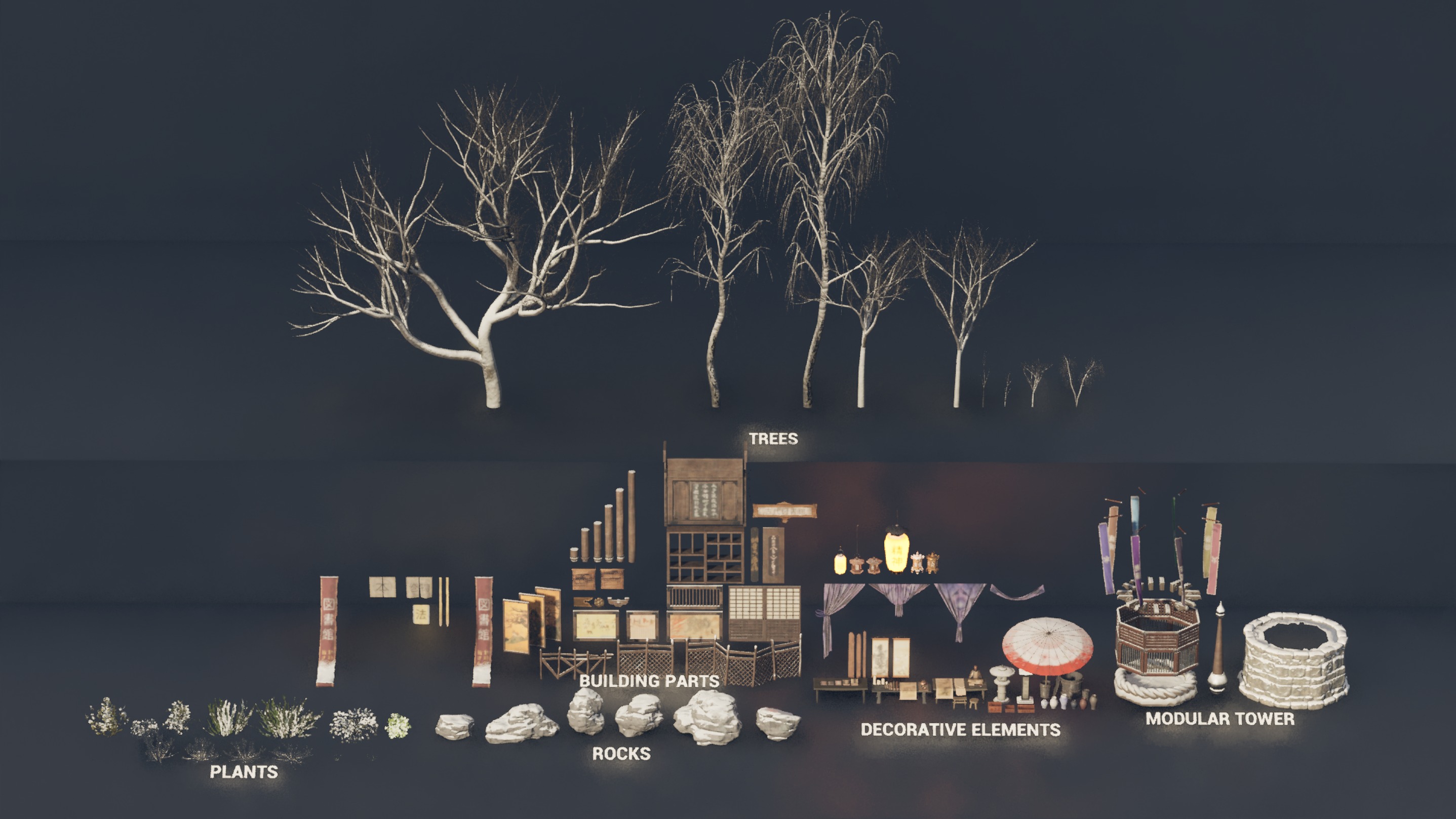 The Ancient Library Environment Low-poly 3D model_22