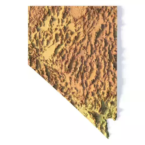 Nevada Topographic Map STL Model