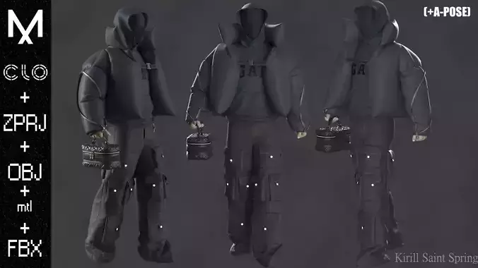 New Swag Outfit Marvelous designer Clo3d OBJ mtl FBX ZPRJ