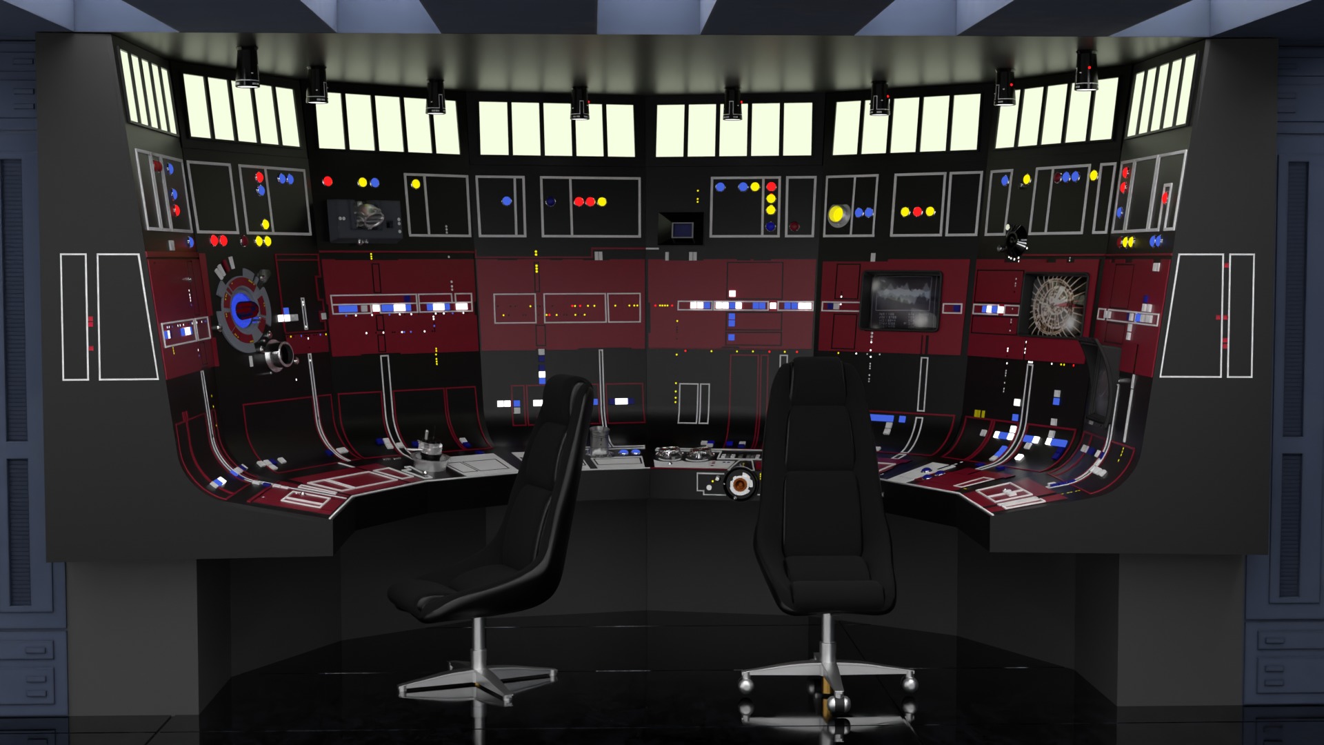 Set 3 - Docking bay Command Office 1-6 scale Hottoys 3D Model Collection_5