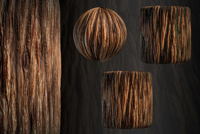 Tree Bark Material Bundle - VOL 01 - Maps - SBsar Texture