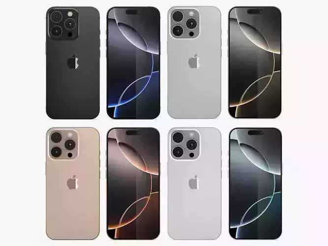 Apple iPhone 16 Pro All Colors 3D model