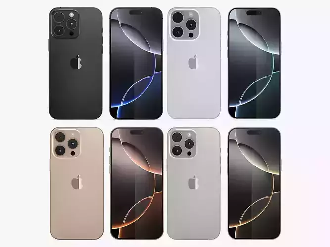 Apple iPhone 16 Pro Max Titanium All Colors 3D model