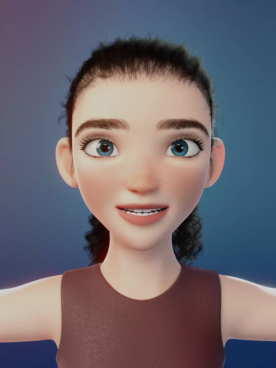 3D model Stylized Girl Rigged Low-poly 3D model VR / AR / low-poly ...