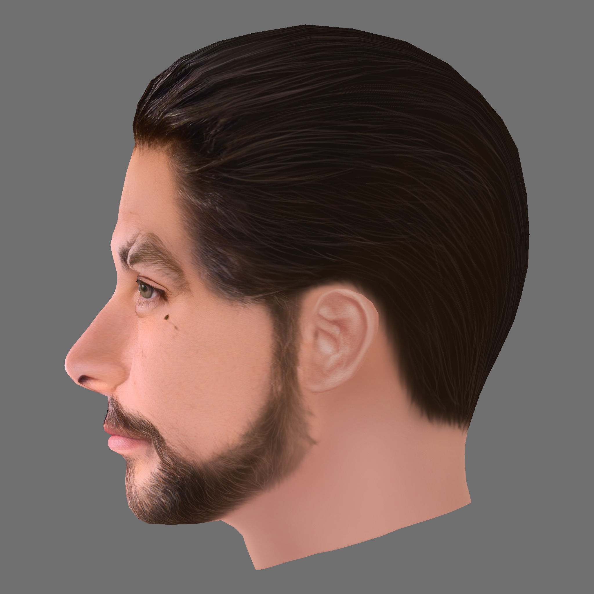 Jason Momoa Head - Low poly head for game Low-poly 3D model_2