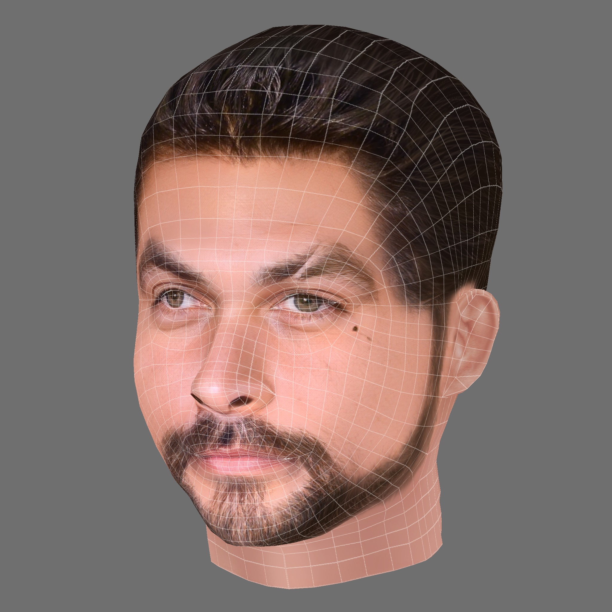 Jason Momoa Head - Low poly head for game Low-poly 3D model_7