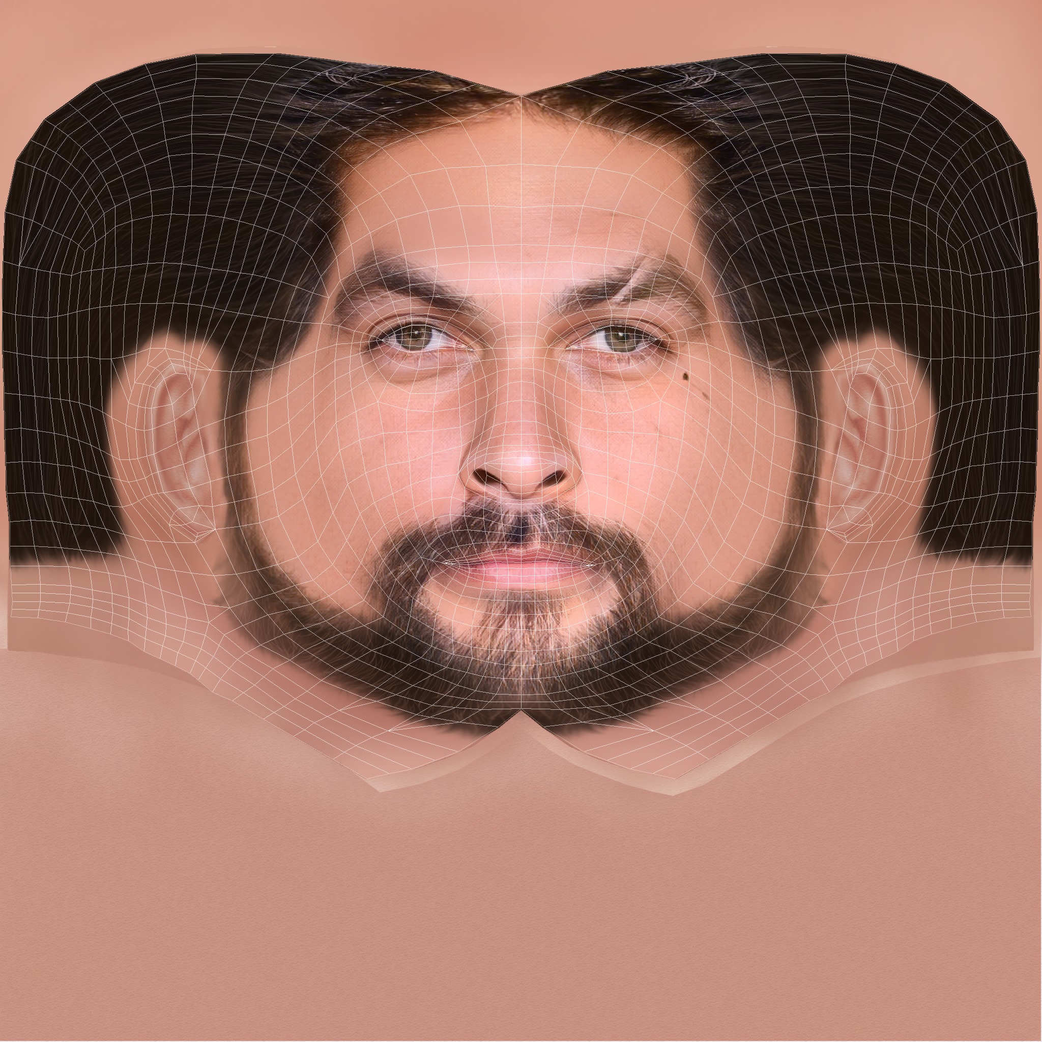 Jason Momoa Head - Low poly head for game Low-poly 3D model_8