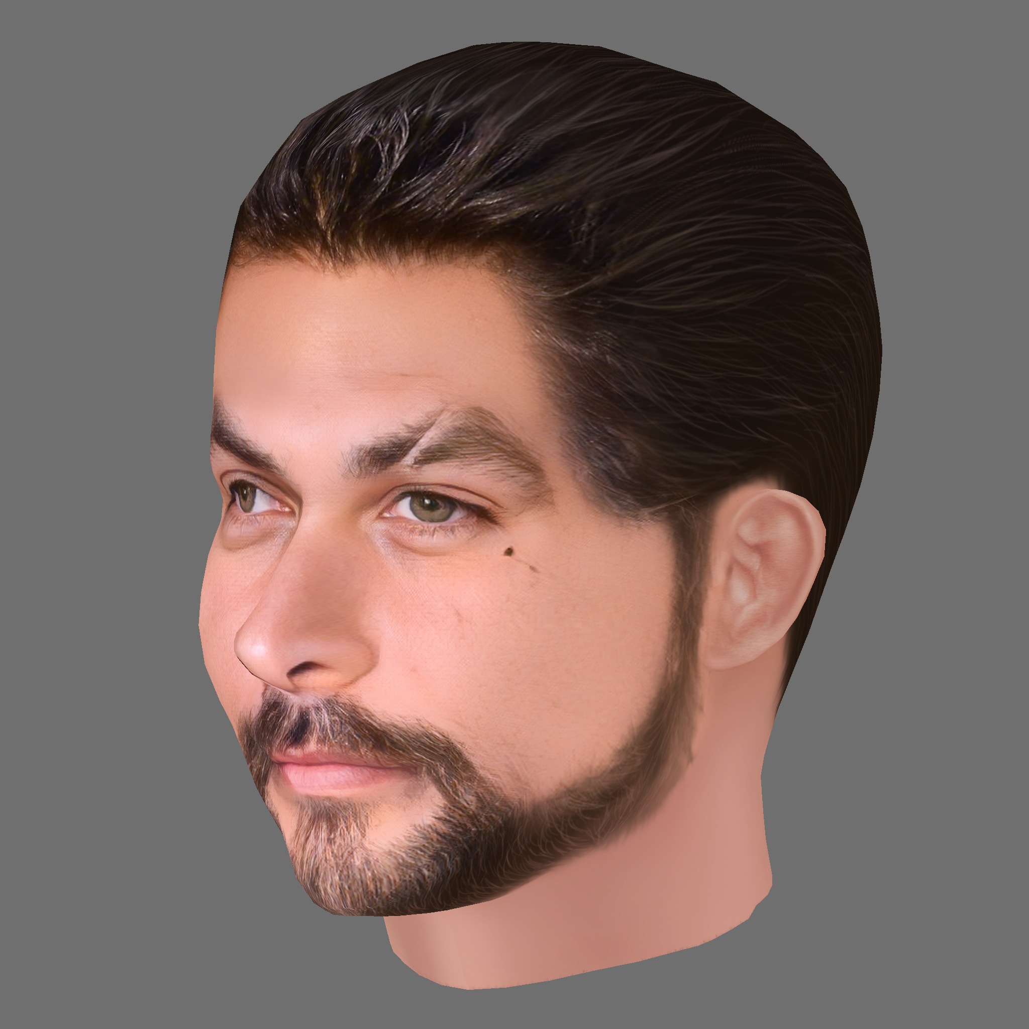 Jason Momoa Head - Low poly head for game Low-poly 3D model_1