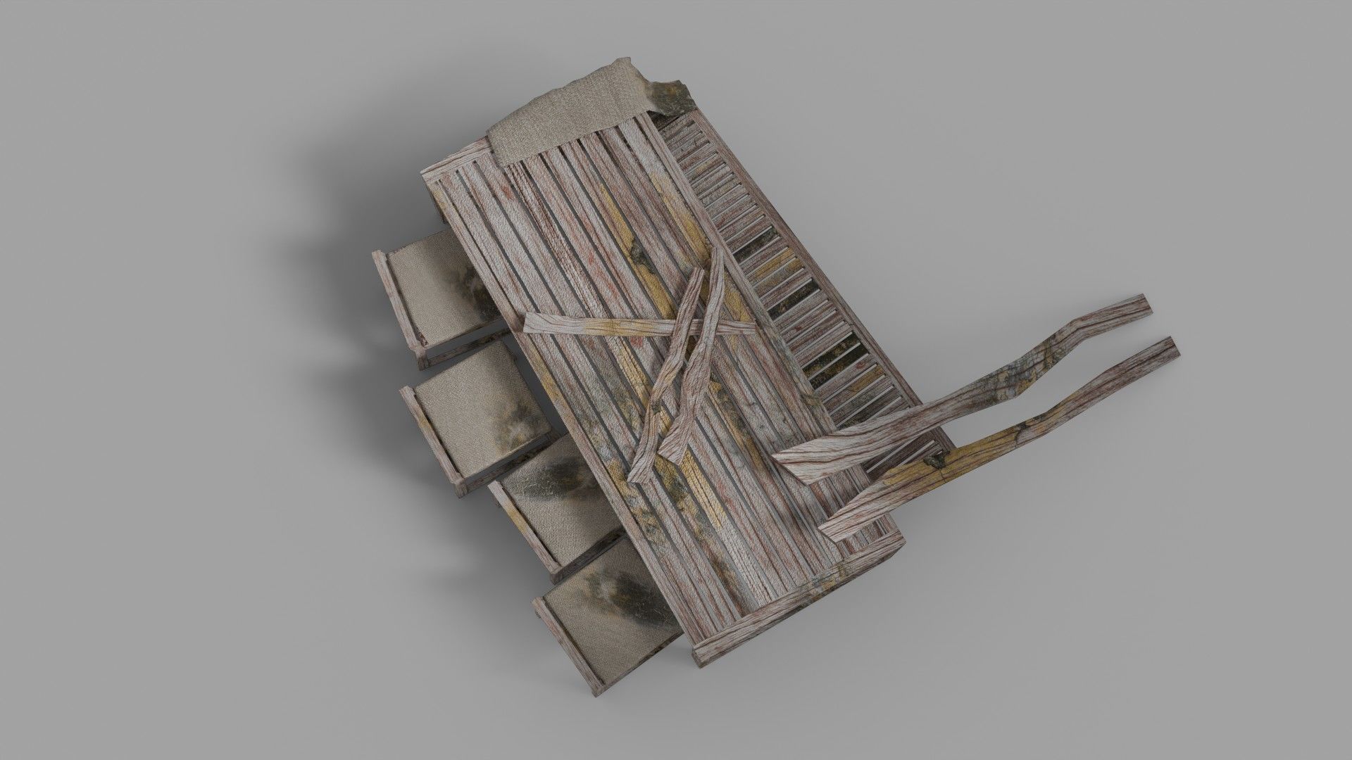 Old Furniture Abandoned Low-poly 3D model_5