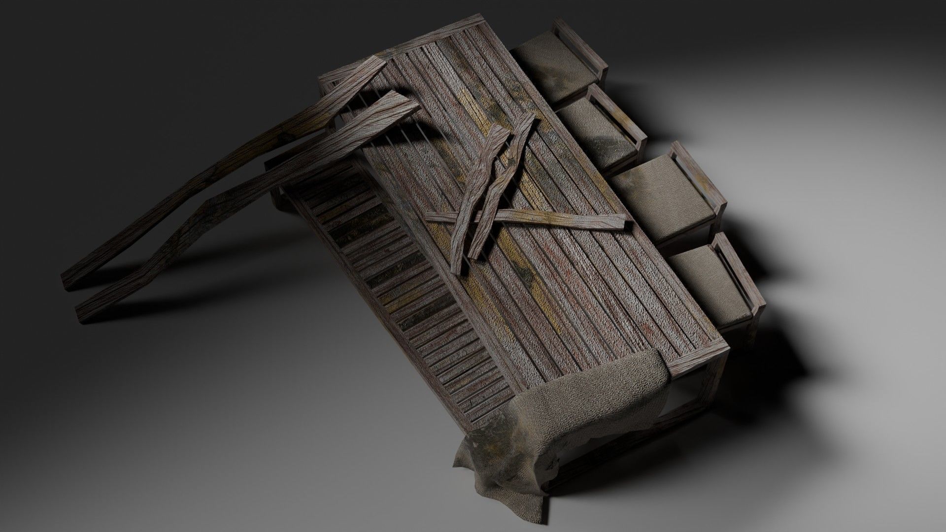 Old Furniture Abandoned Low-poly 3D model_4