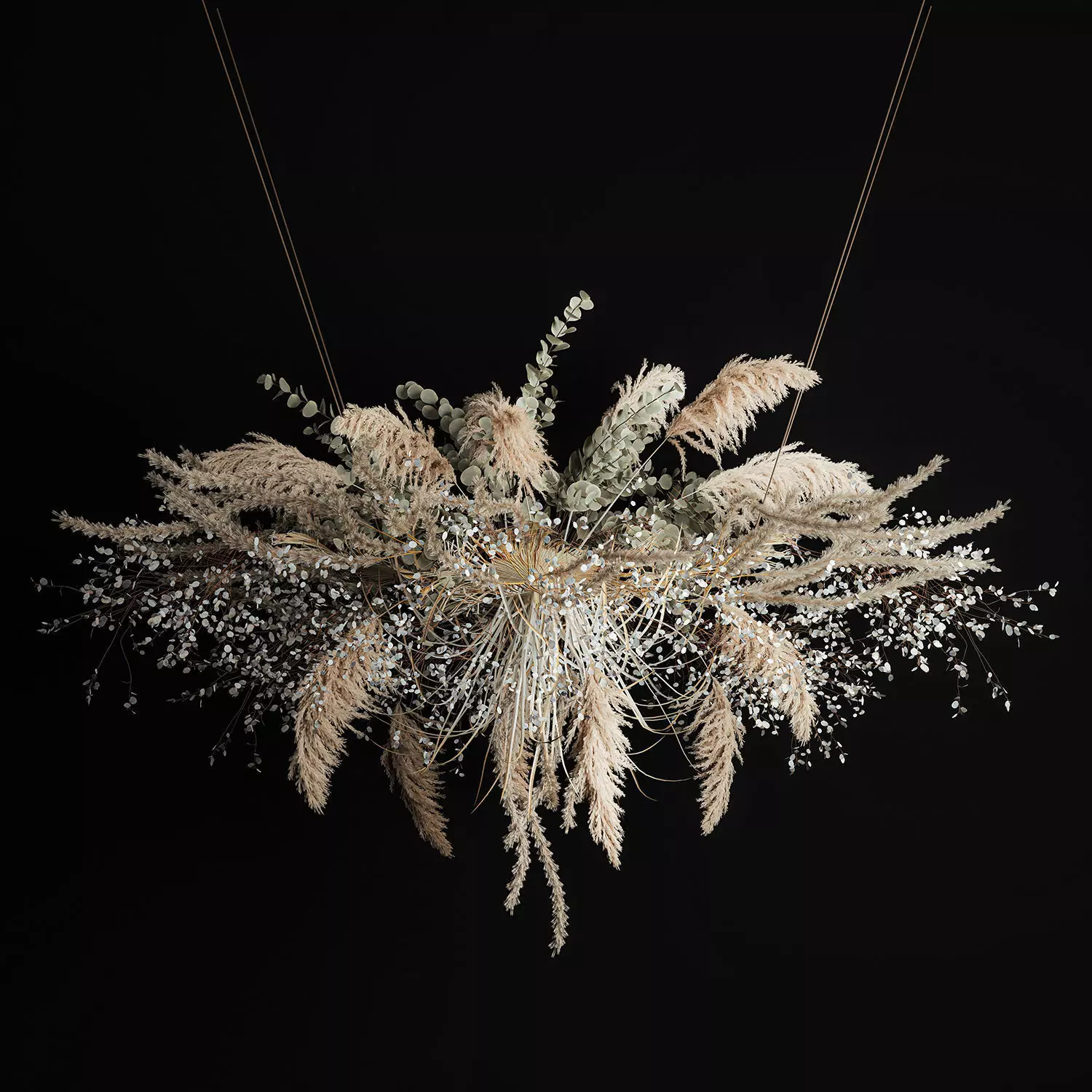 Hanging Installation Bouquet Of Dried Flowers pampas 472 3D model