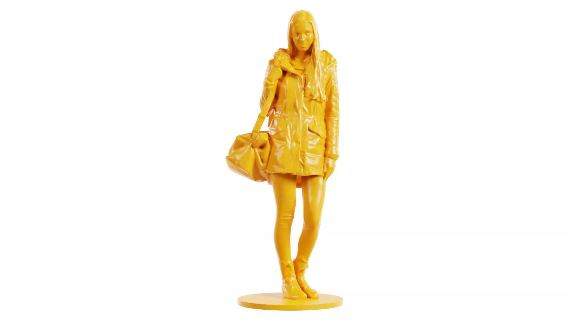 Woman Wearing Winter Trenchcoat 3D print model