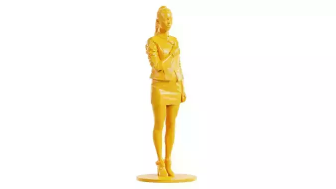 Woman Wearing Leather Skirt 2 3D print model