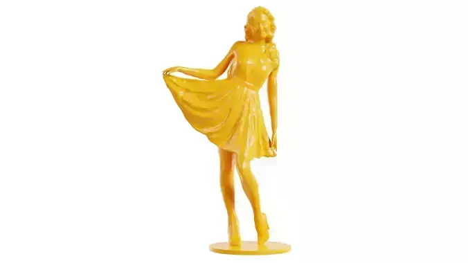 Woman Wearing Green Dress Side 3D print model