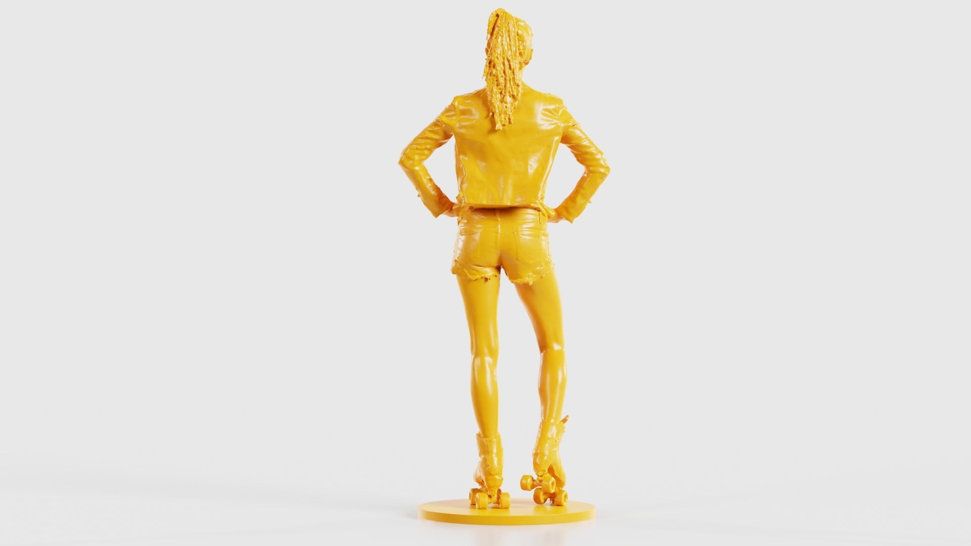 Roller Skate Woman Posing in Shorts and Leather Jacket 3D print model_24