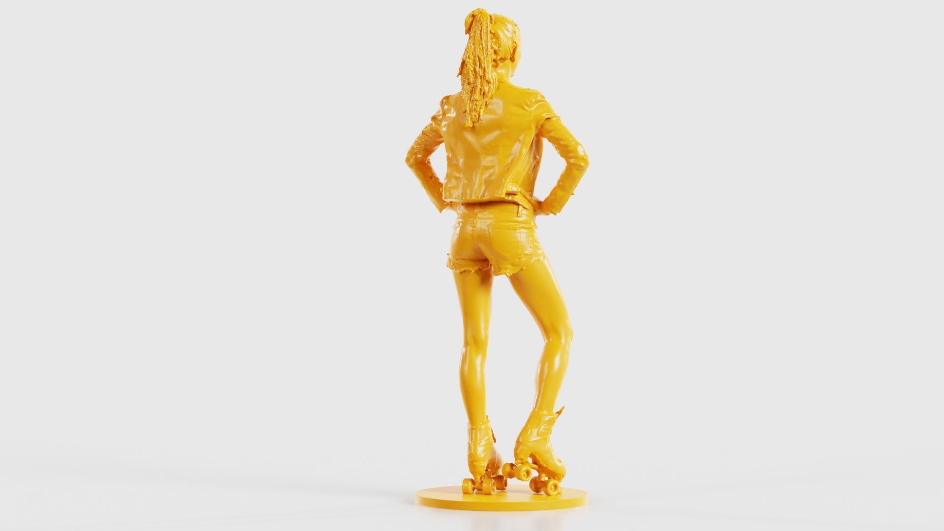 Roller Skate Woman Posing in Shorts and Leather Jacket 3D print model_23