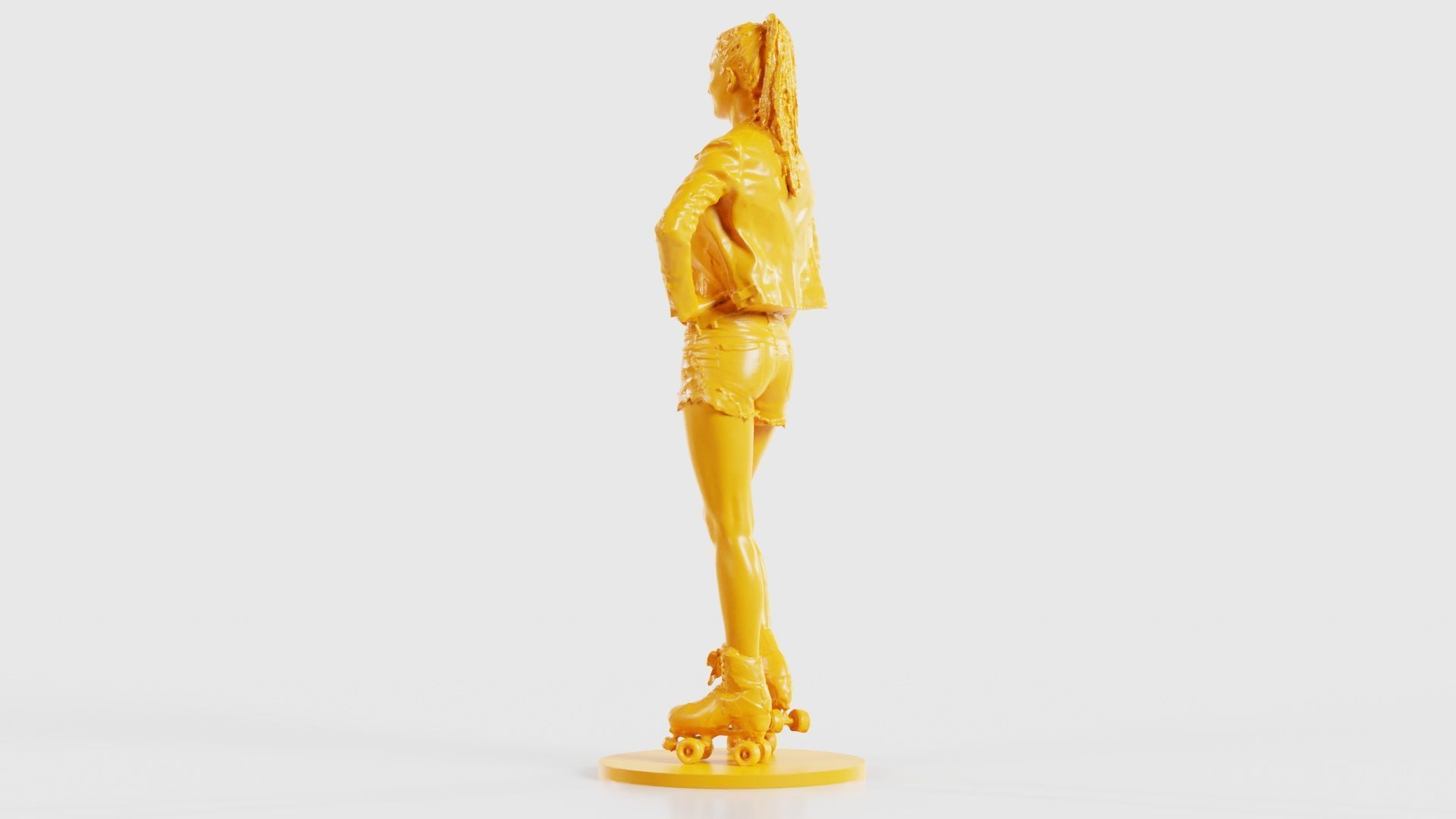 Roller Skate Woman Posing in Shorts and Leather Jacket 3D print model_26