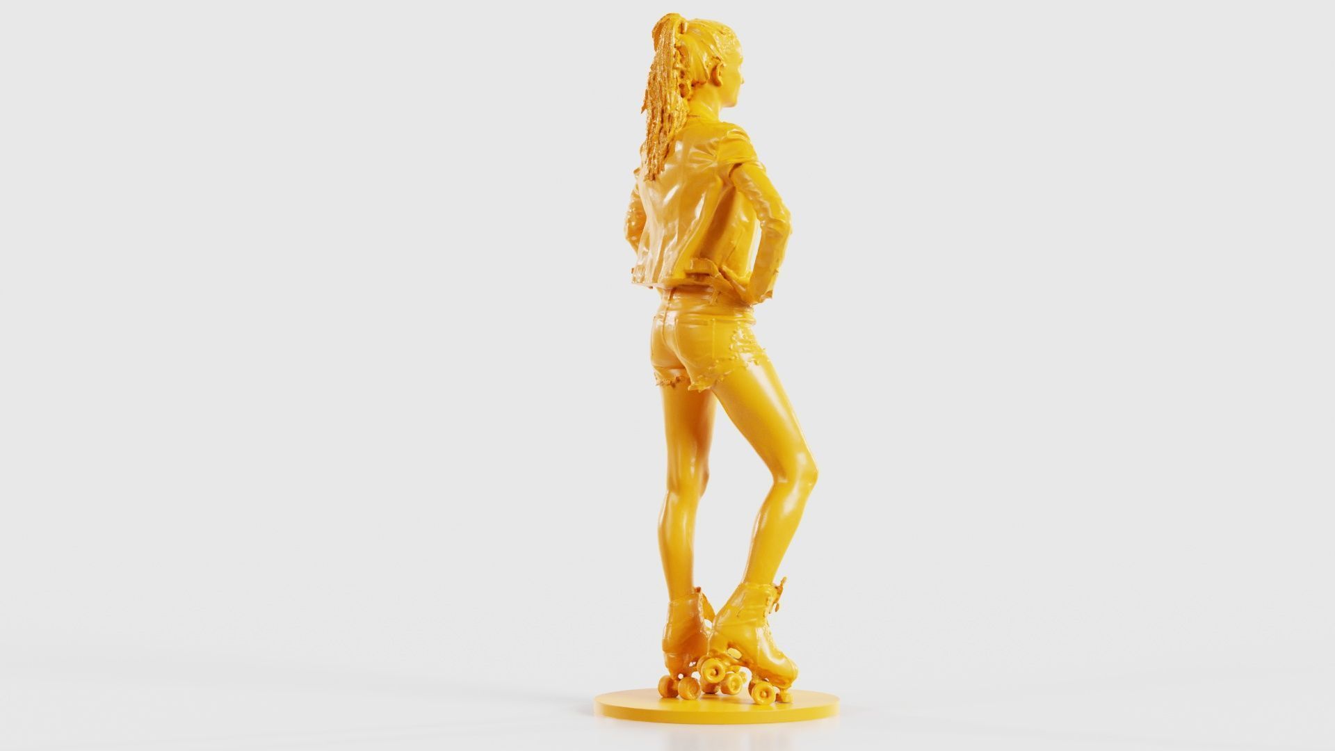 Roller Skate Woman Posing in Shorts and Leather Jacket 3D print model_22