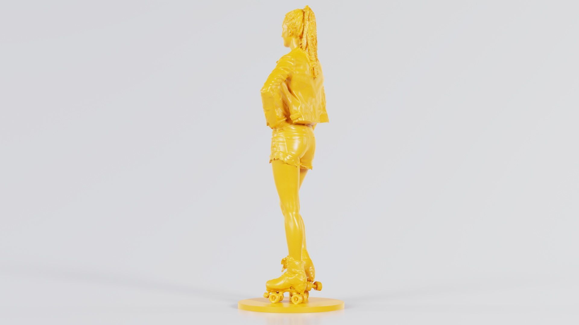 Roller Skate Woman Posing in Shorts and Leather Jacket 3D print model_8