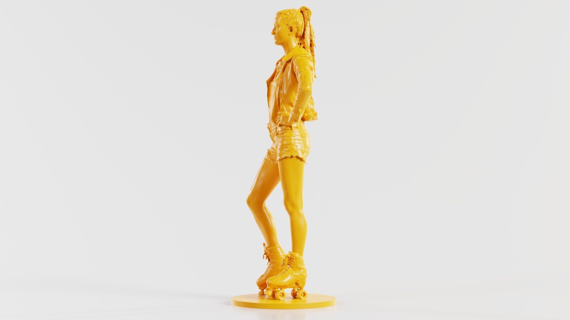 Roller Skate Woman Posing in Shorts and Leather Jacket 3D print model_3