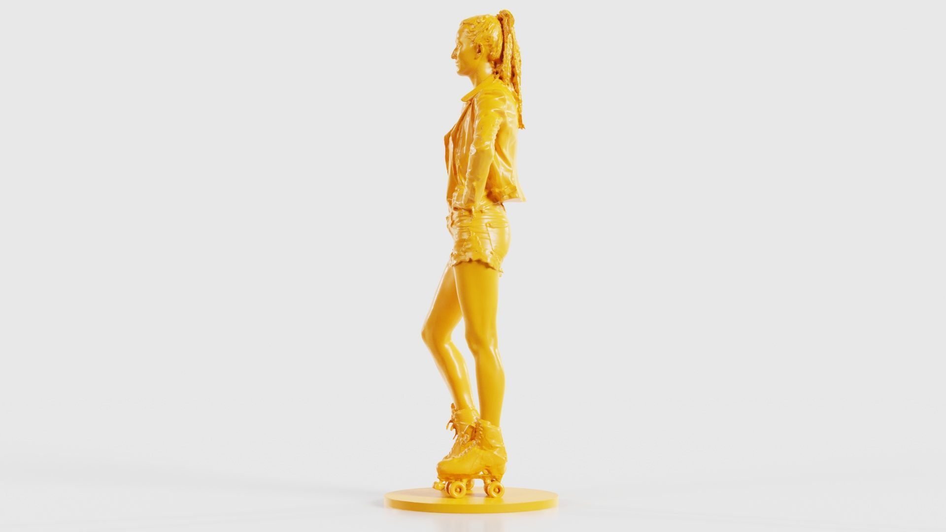 Roller Skate Woman Posing in Shorts and Leather Jacket 3D print model_27