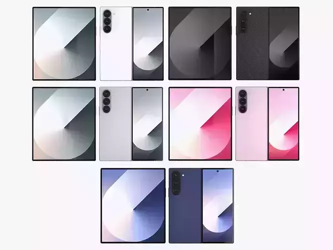 All the colors of the Galaxy Z Fold6 3D model All the colors of the Galaxy Z Fold6 3D model