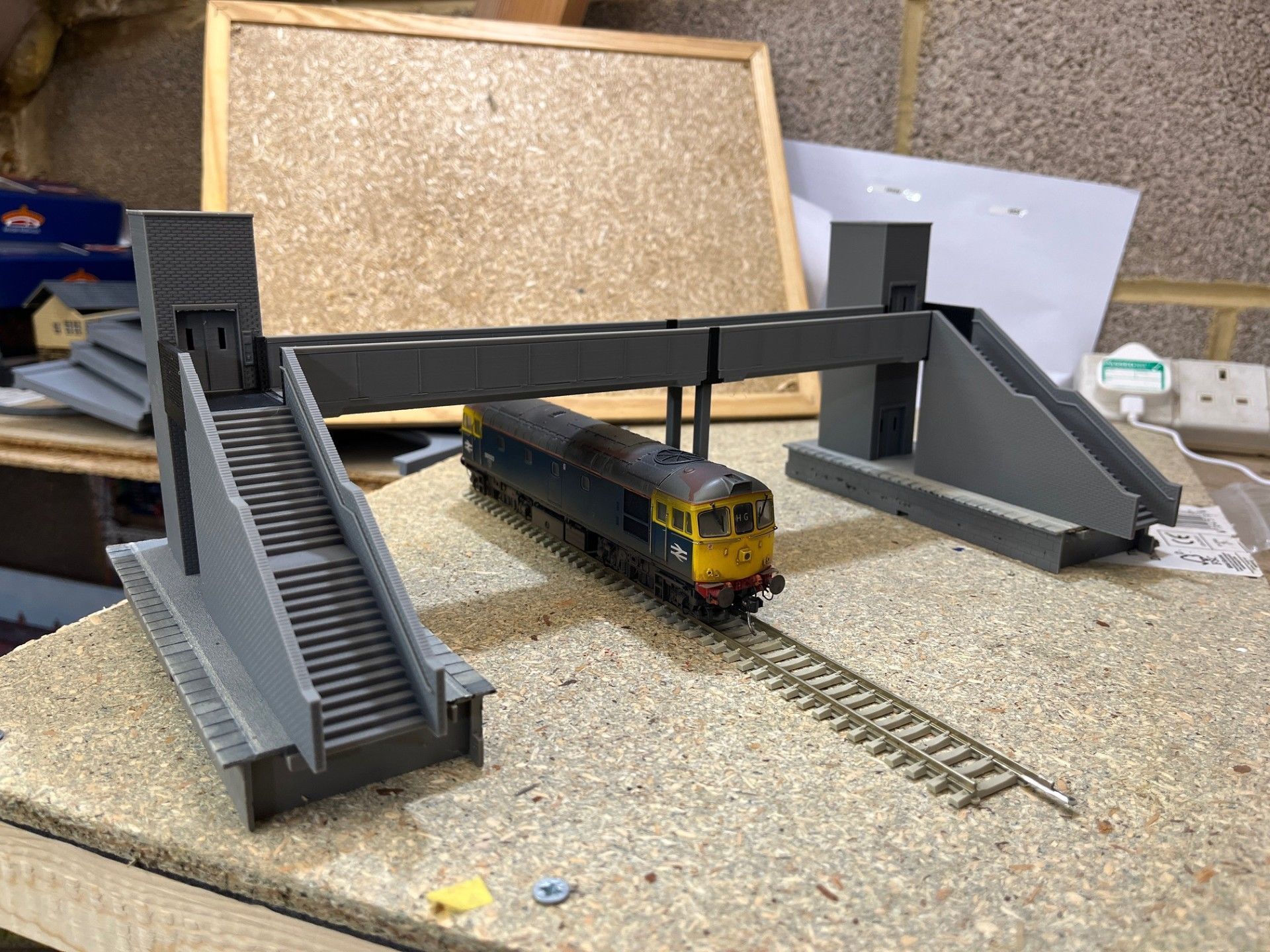 Model Railway Station Platform Footbridge with Lifts Modular 3D print model_6