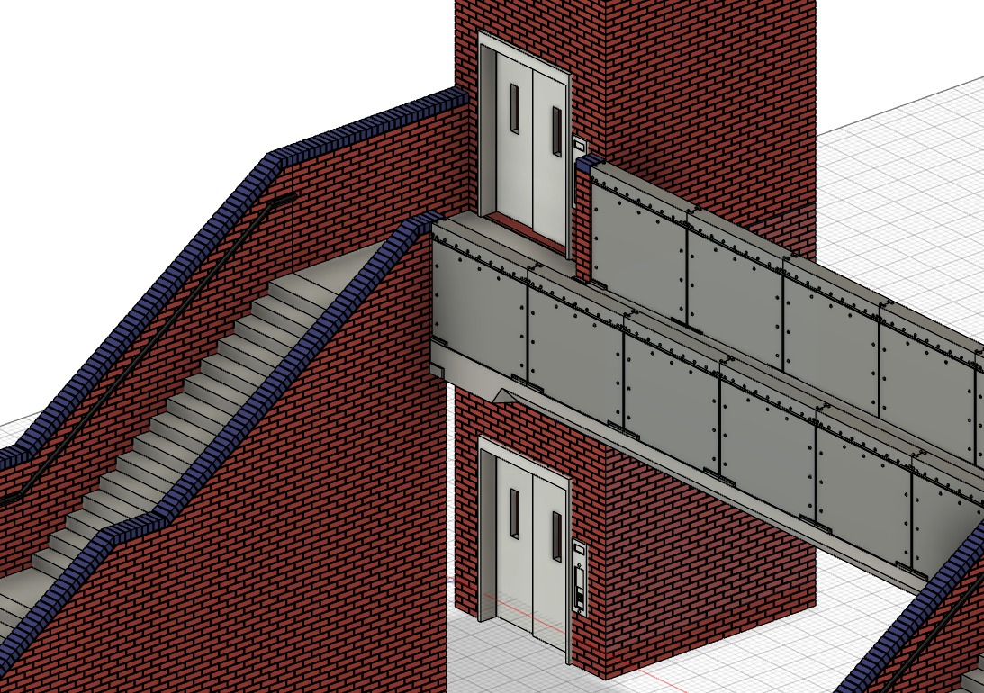 Model Railway Station Platform Footbridge with Lifts Modular 3D print model_11