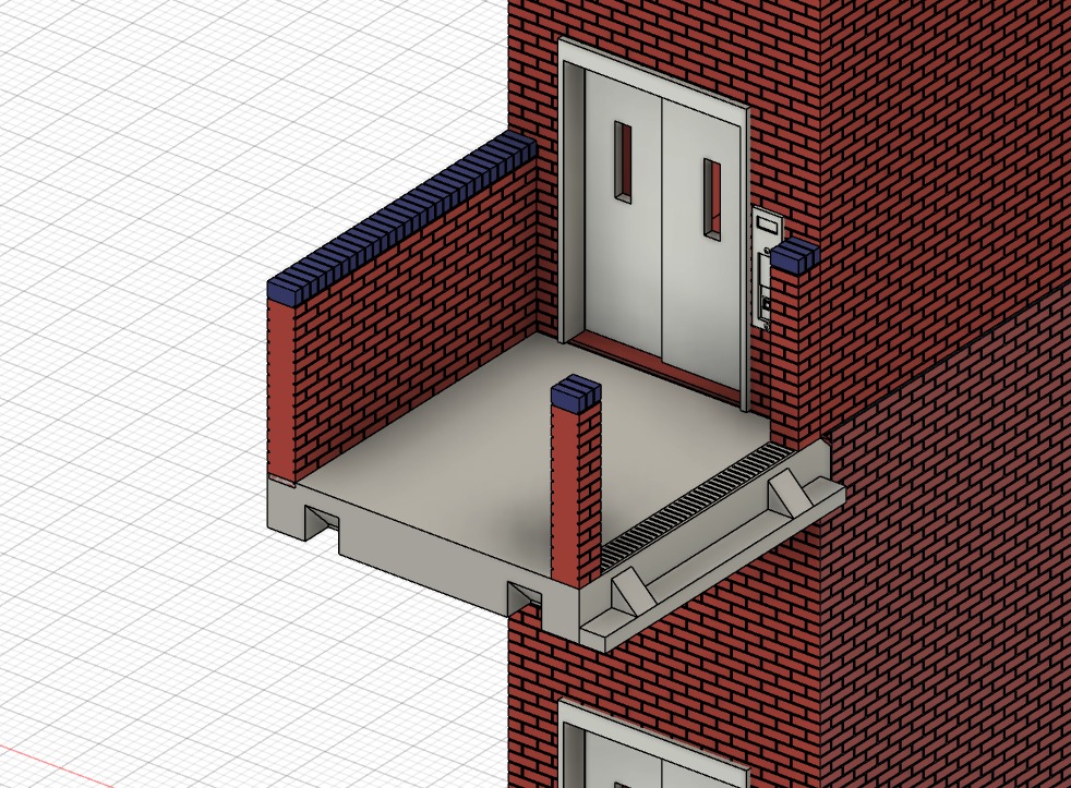 Model Railway Station Platform Footbridge with Lifts Modular 3D print model_19