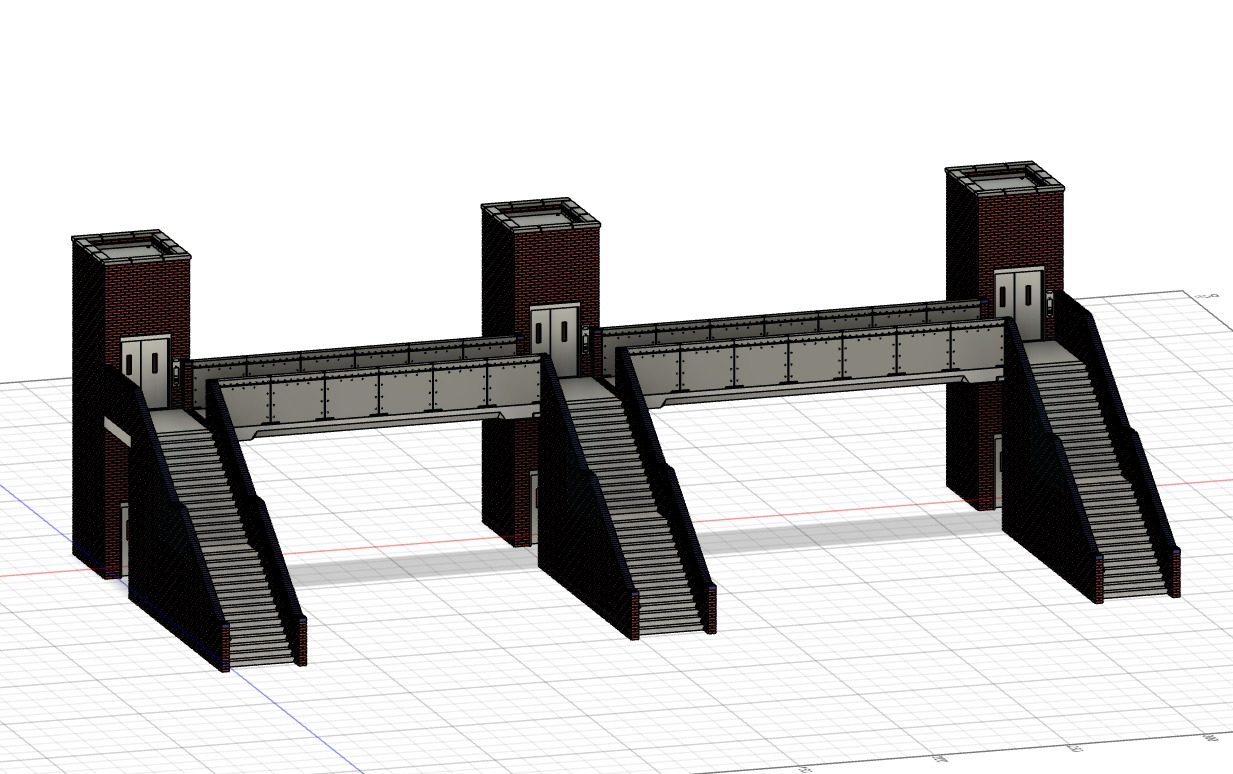 Model Railway Station Platform Footbridge with Lifts Modular 3D print model_10