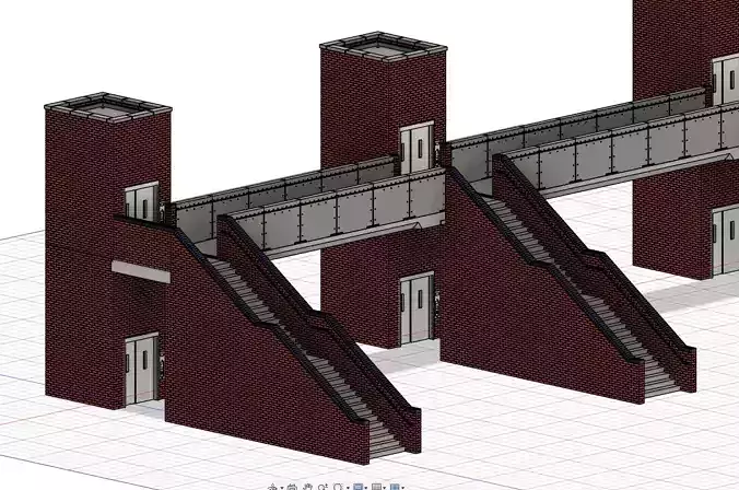 Model Railway Station Platform Footbridge with Lifts Modular 3D print model