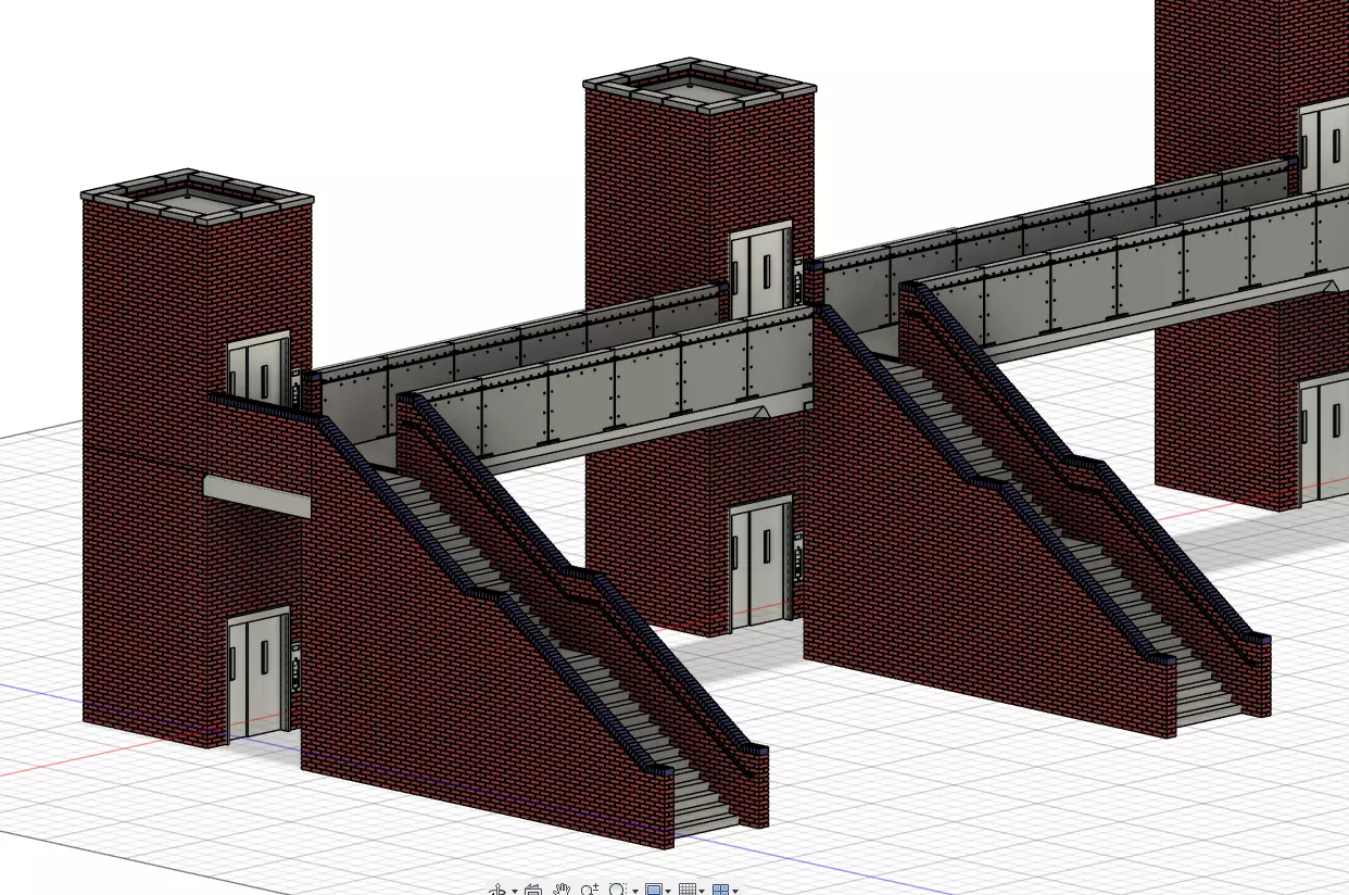 Model Railway Station Platform Footbridge with Lifts Modular 3D print model_0