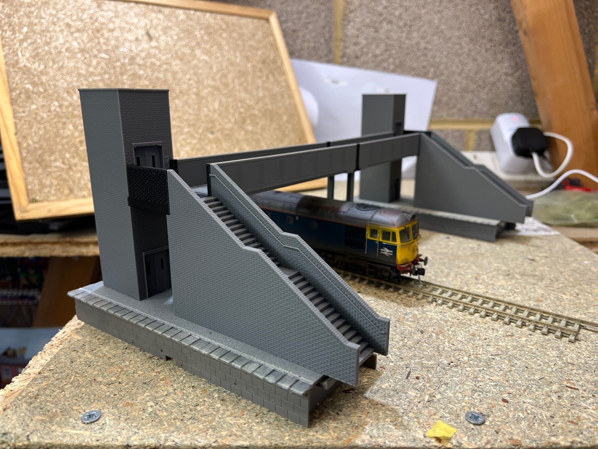 Model Railway Station Platform Footbridge with Lifts Modular 3D print model_9