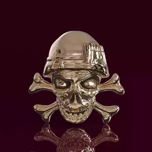 Soldier Skull Brooch Detailed Military Tribute 3D Model 3D print model