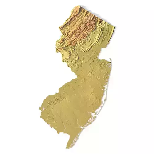 New Jersey Topographic Map STL Model
