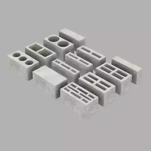 Masonry concrete blocks bundle of 12 3D print model