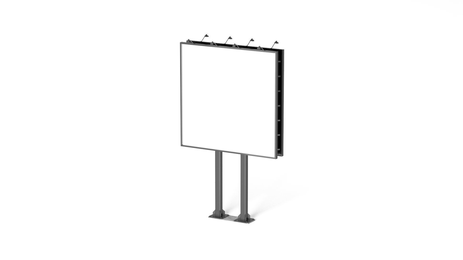 Advertising Street Billboard 2 Type - rectangular square banner 3D model_4