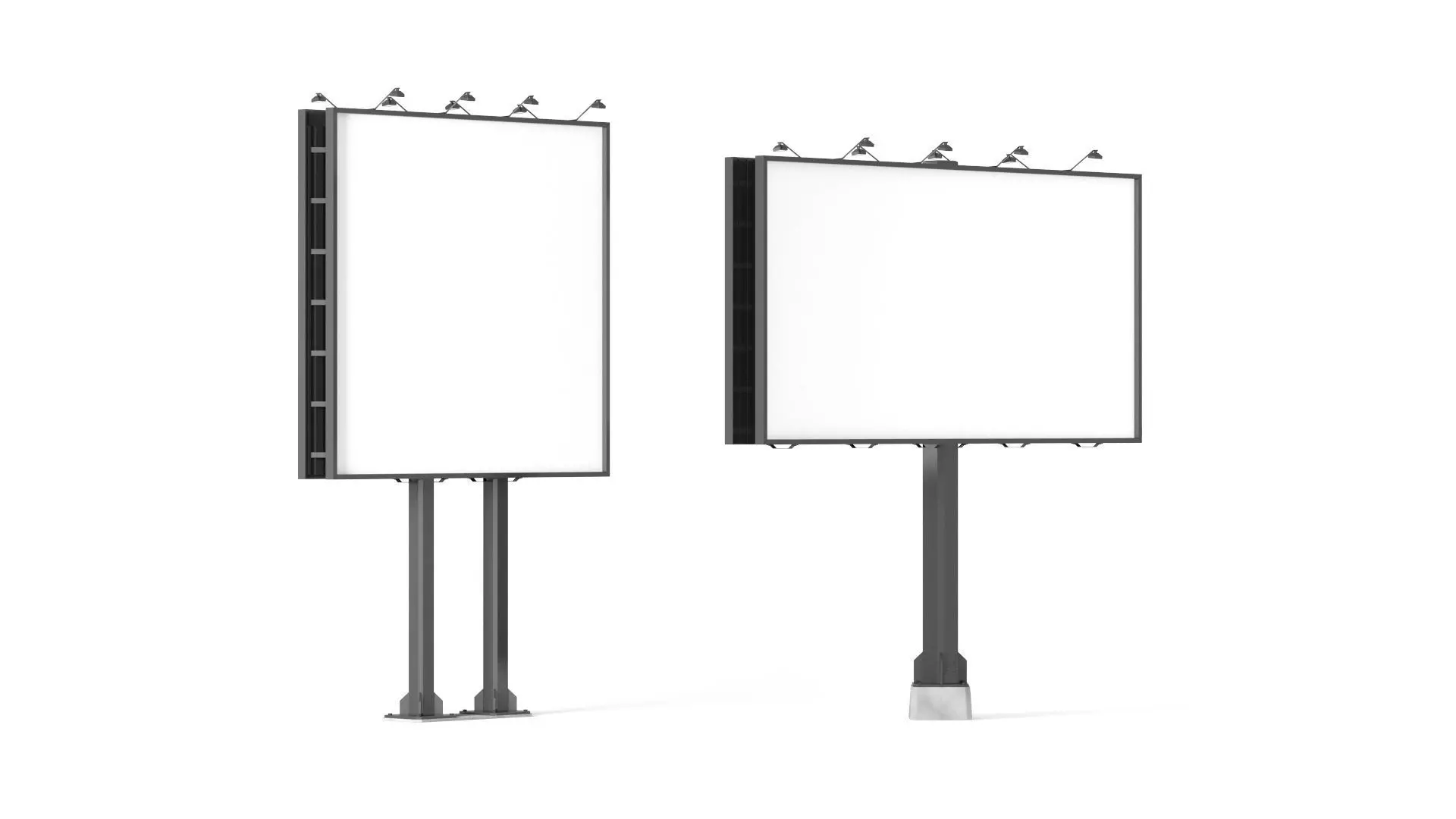 Advertising Street Billboard 2 Type - rectangular square banner 3D model_0