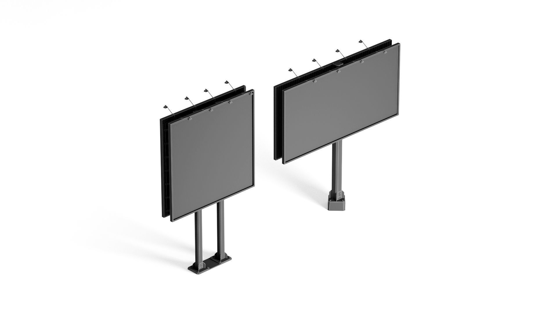 Advertising Street Billboard 2 Type - rectangular square banner 3D model_6