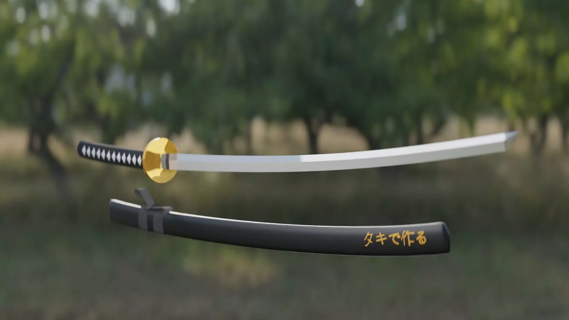 Realistic Samurai Katana Sword - High-Quality 3D Model Free low-poly 3D model
